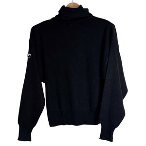 Obermeyer Vintage Ski-T Wool Blend Black Drop Shoulder TurtleNeck Sweater sz L